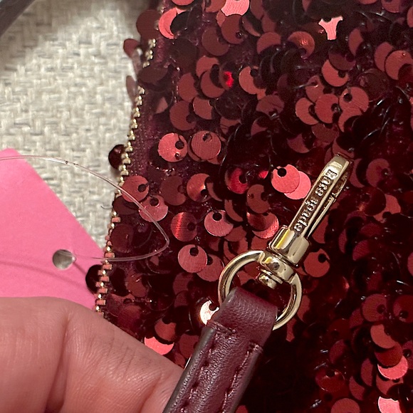 Kate Spade ♠️ Kiki Convertible Sequin Wristlet (Deep Berry) - Picture 12 of 13